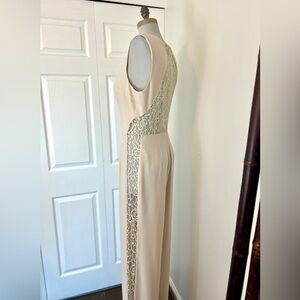 Bebe Women's Pant Jumpsuit w/ Floral Lace Back Down the Sides Size 12